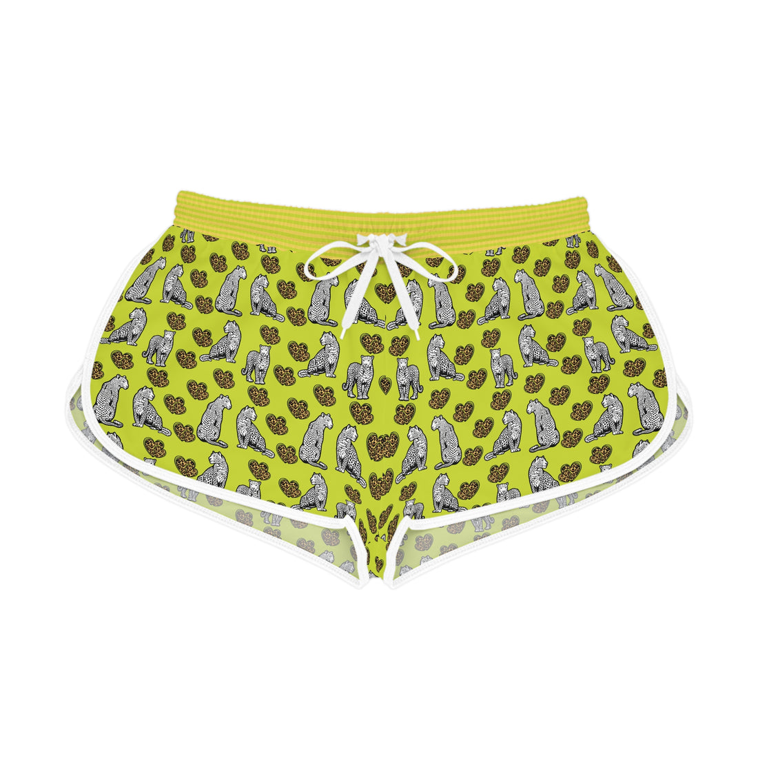 Lime Cheetah Hearts Relaxed Shorts