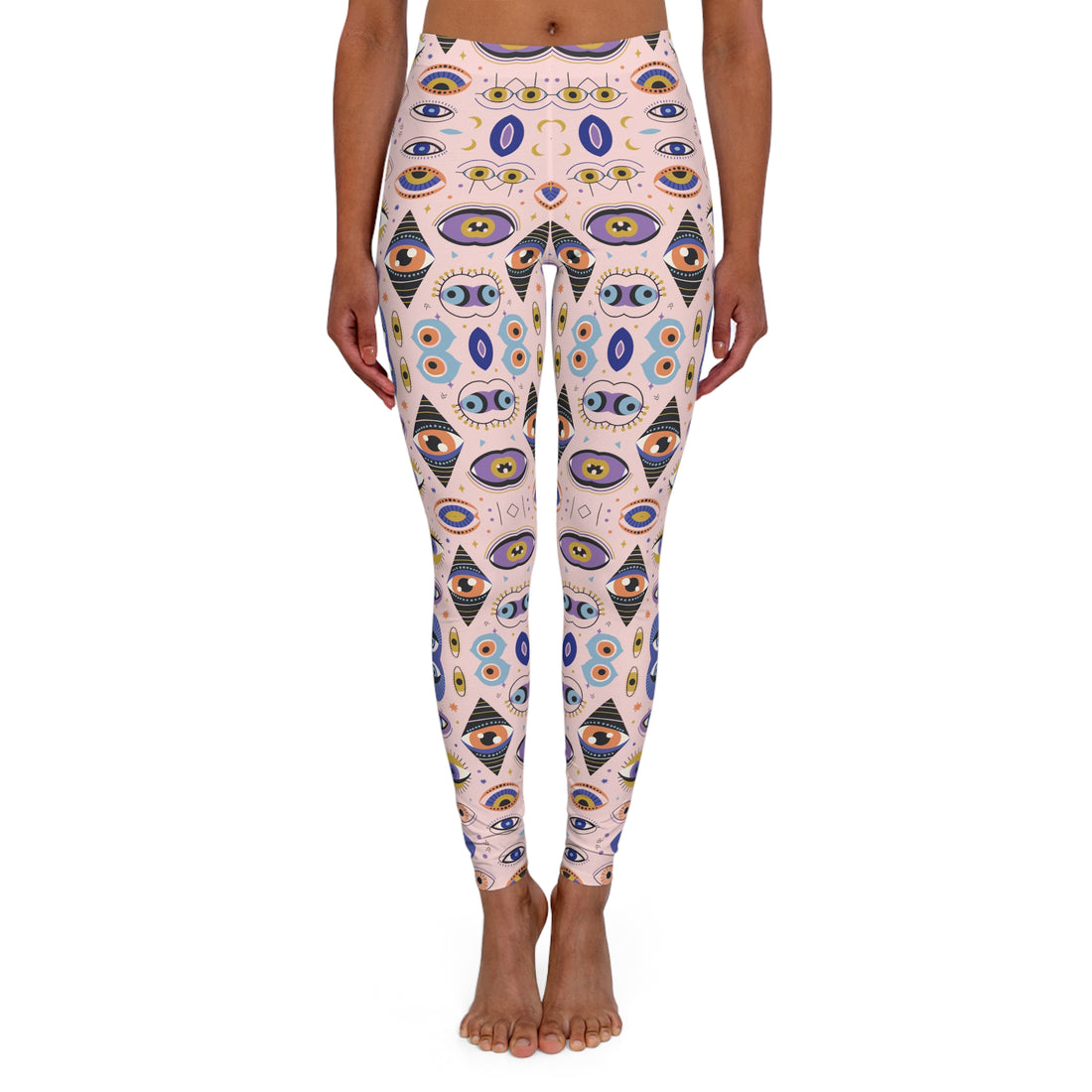 Pale Pink Abstract Evil Eye Spandex Leggings