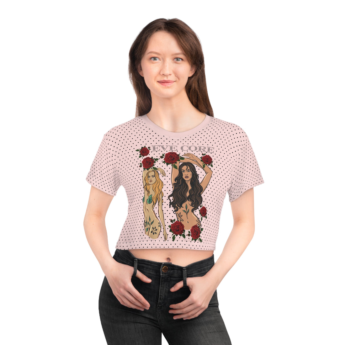 Pale Pink Eve Core AOP Crop Tee