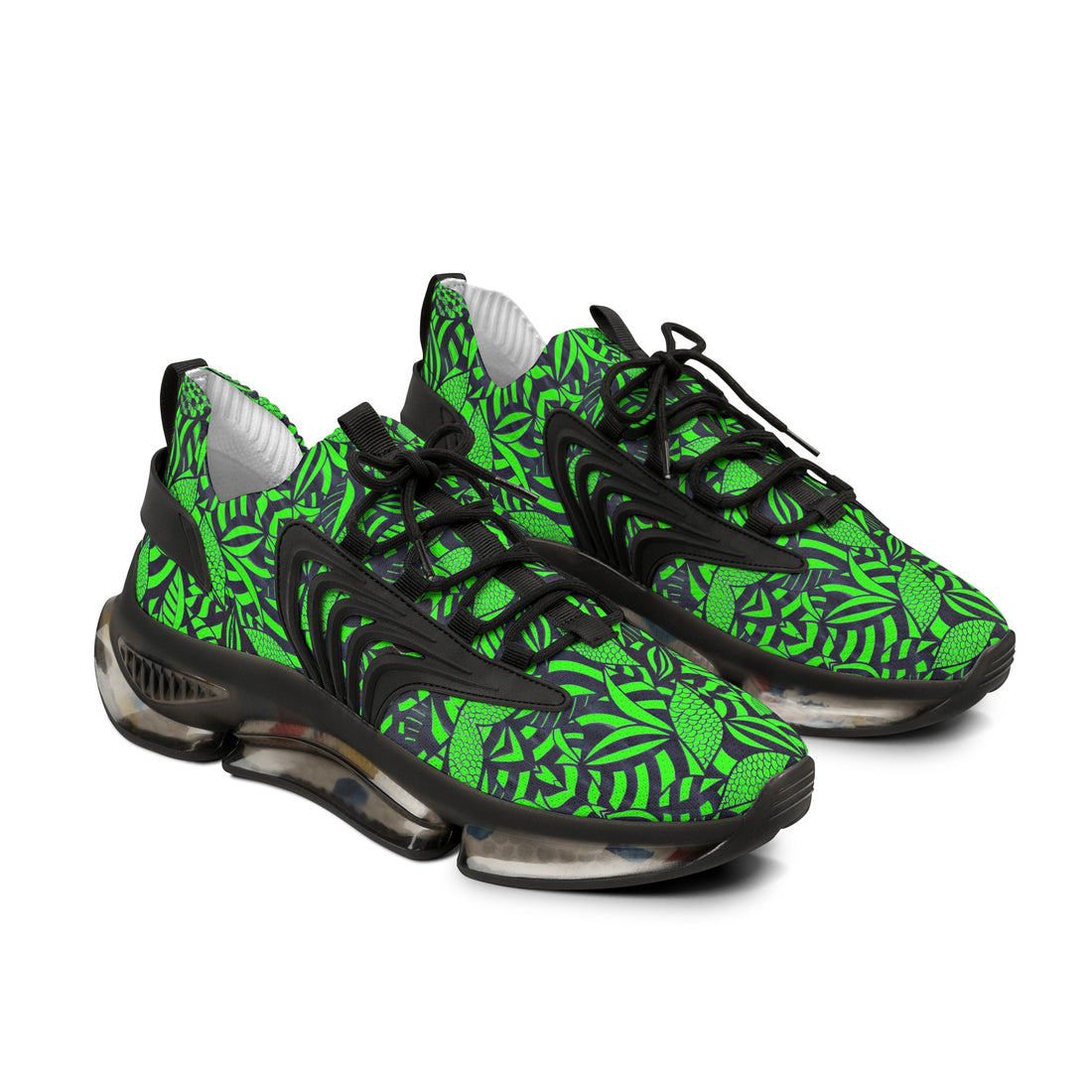 Neon Green Tropical Minimalist OTT Men's Mesh Knit Sneakers