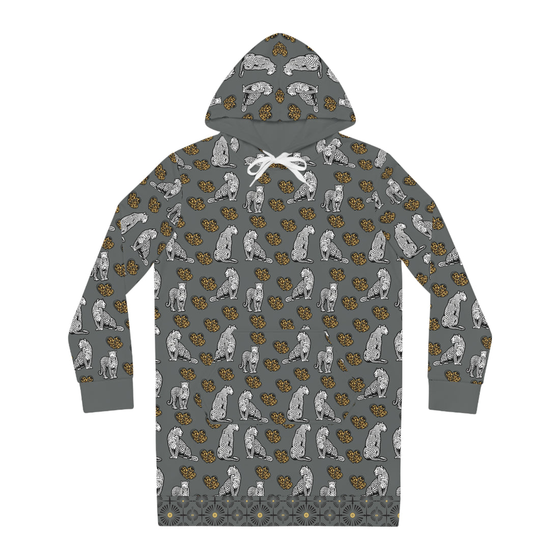 Ash Cheetah Hearts Hoodie Dress (AOP)