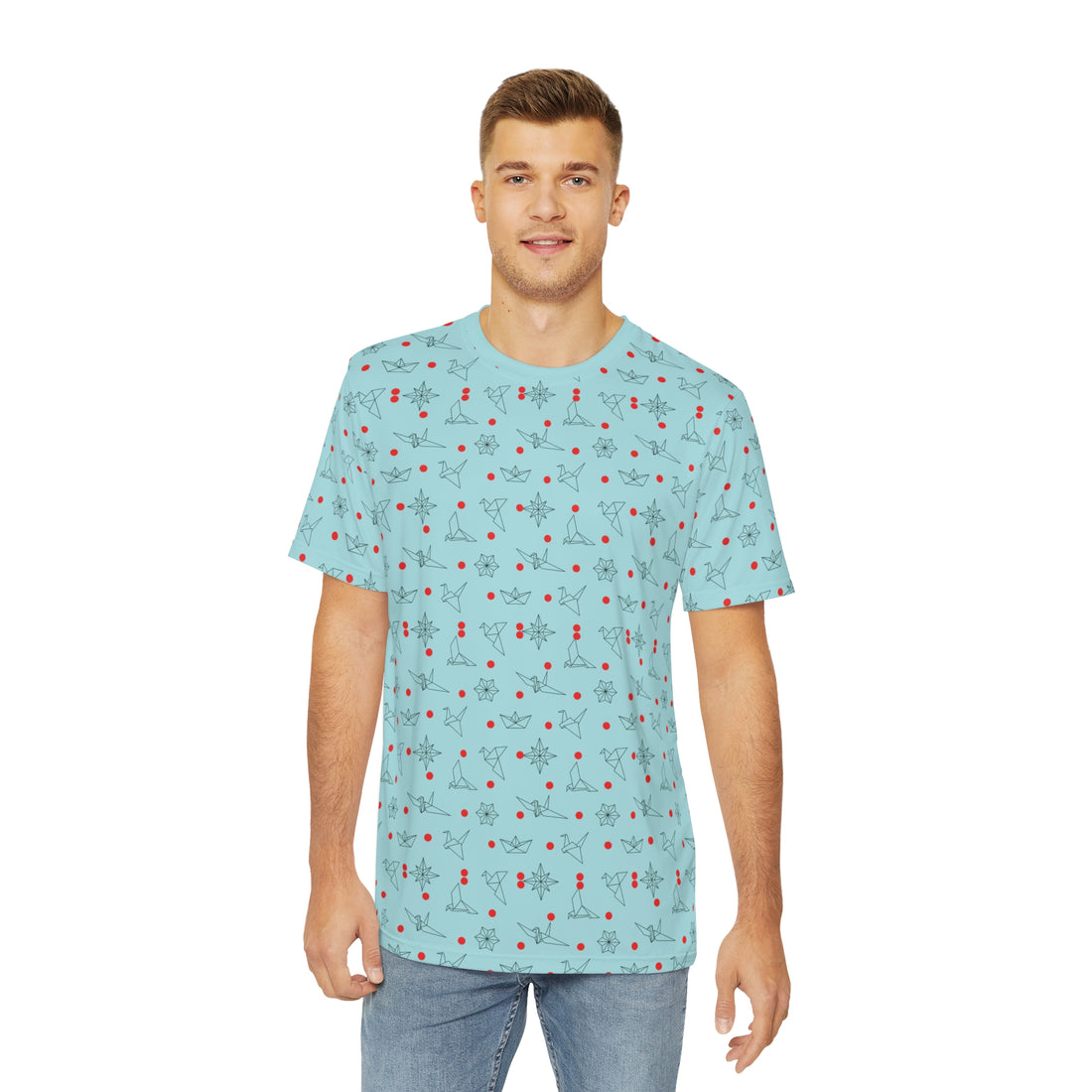 Icy Blue Origami Men's Polyester Tee (AOP)