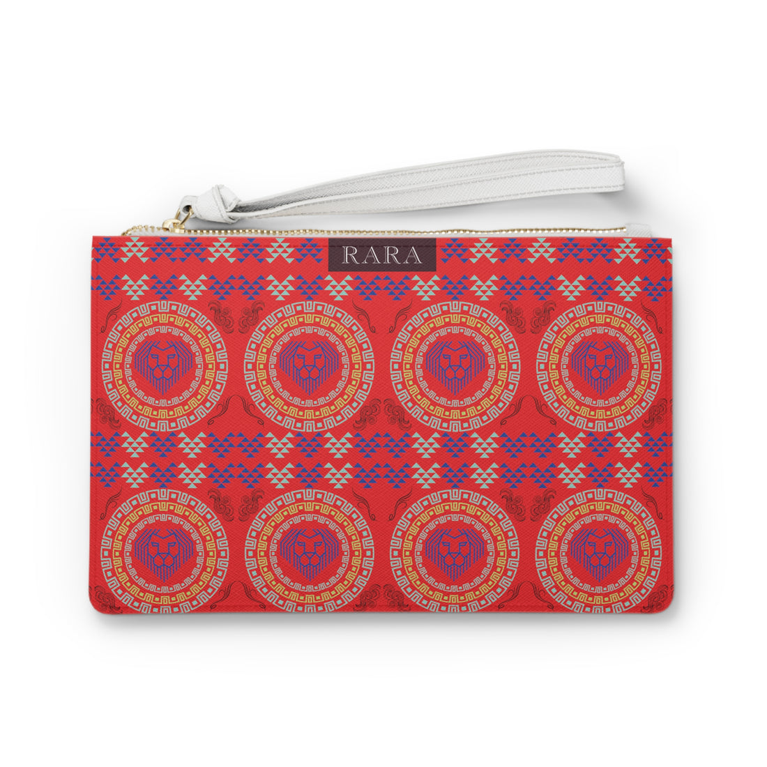 Red Geo Lion Head Clutch Bag