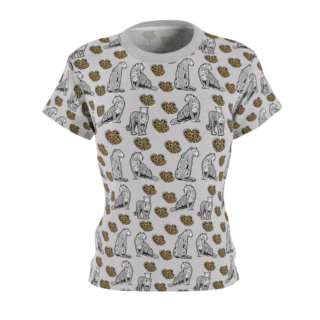 Slate Cheetah Hearts AOP Women's Cap Sleeves T-shirt