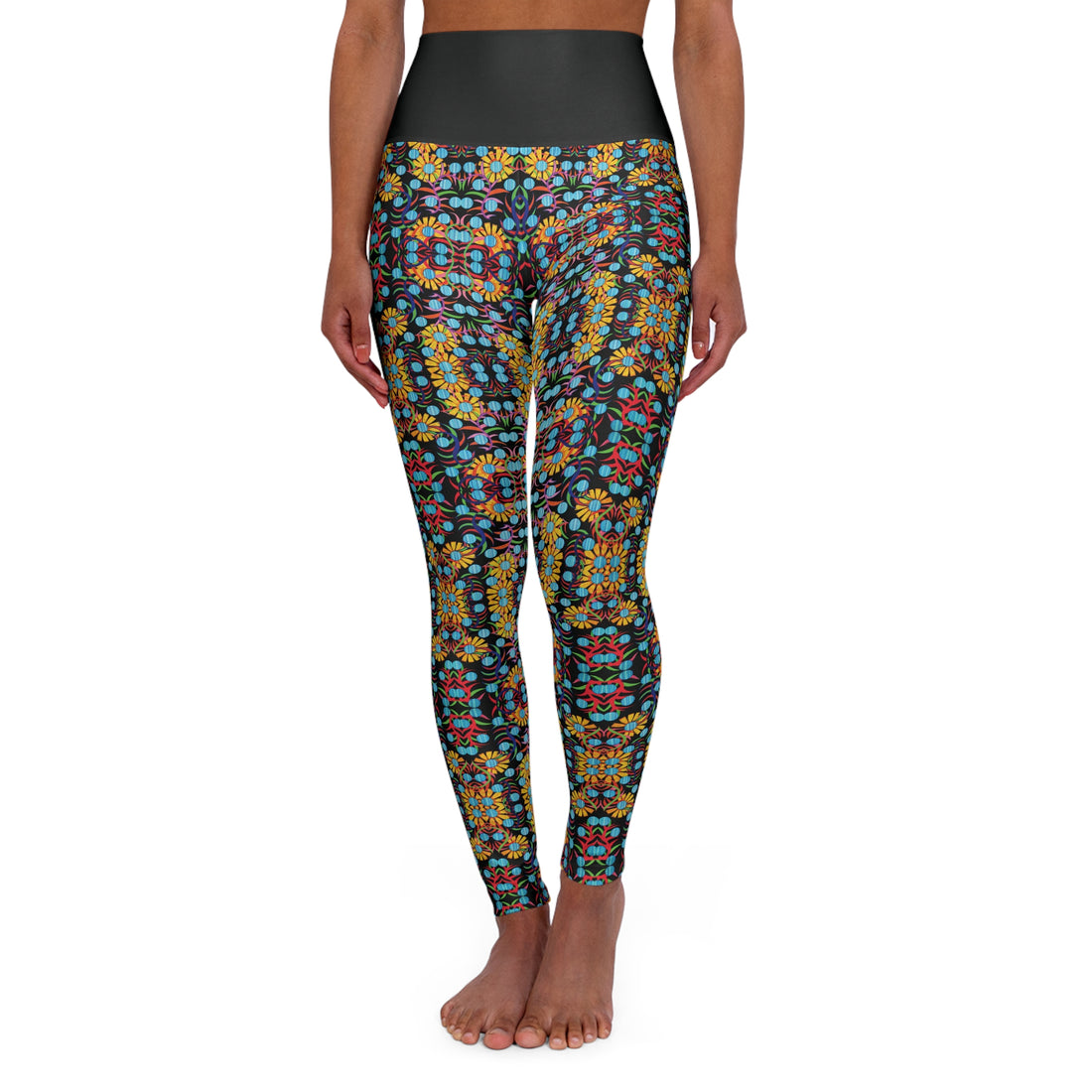 Black Sunflower Yoga Leggings