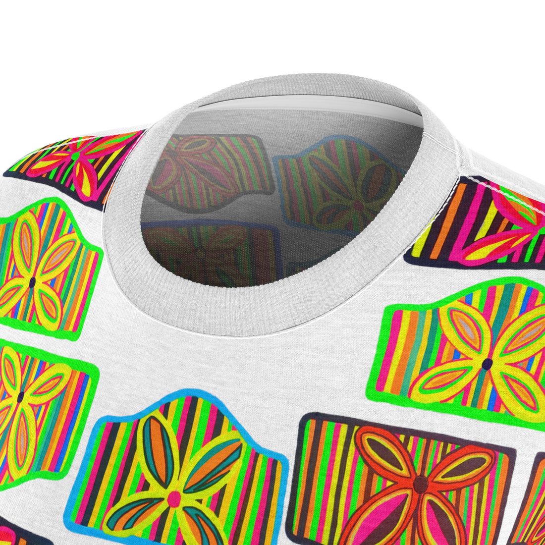 White Deco AOP Women's Cap Sleeves T-shirt