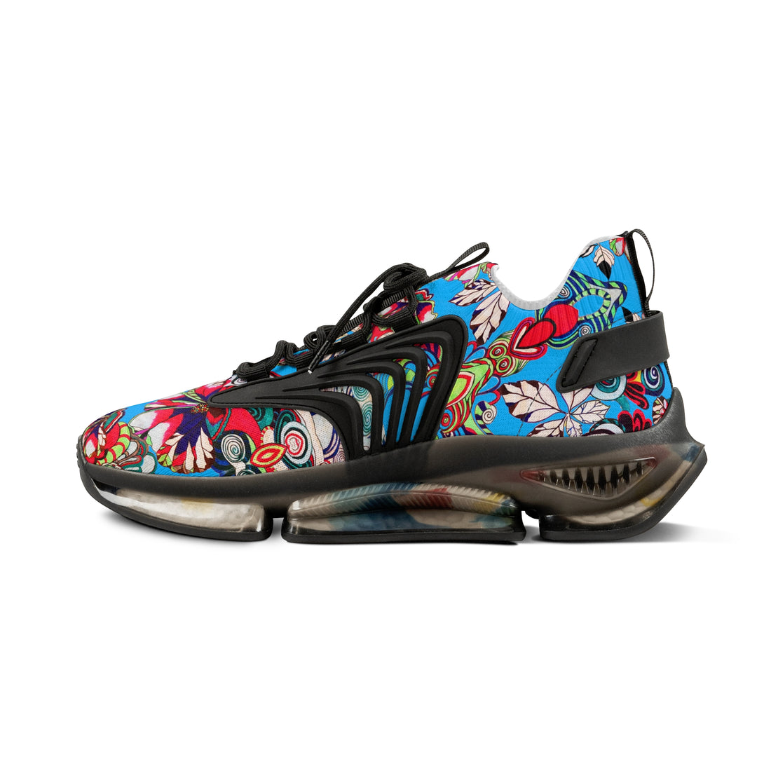 Aqua Floral Pop OTT Men's Mesh Knit Sneakers