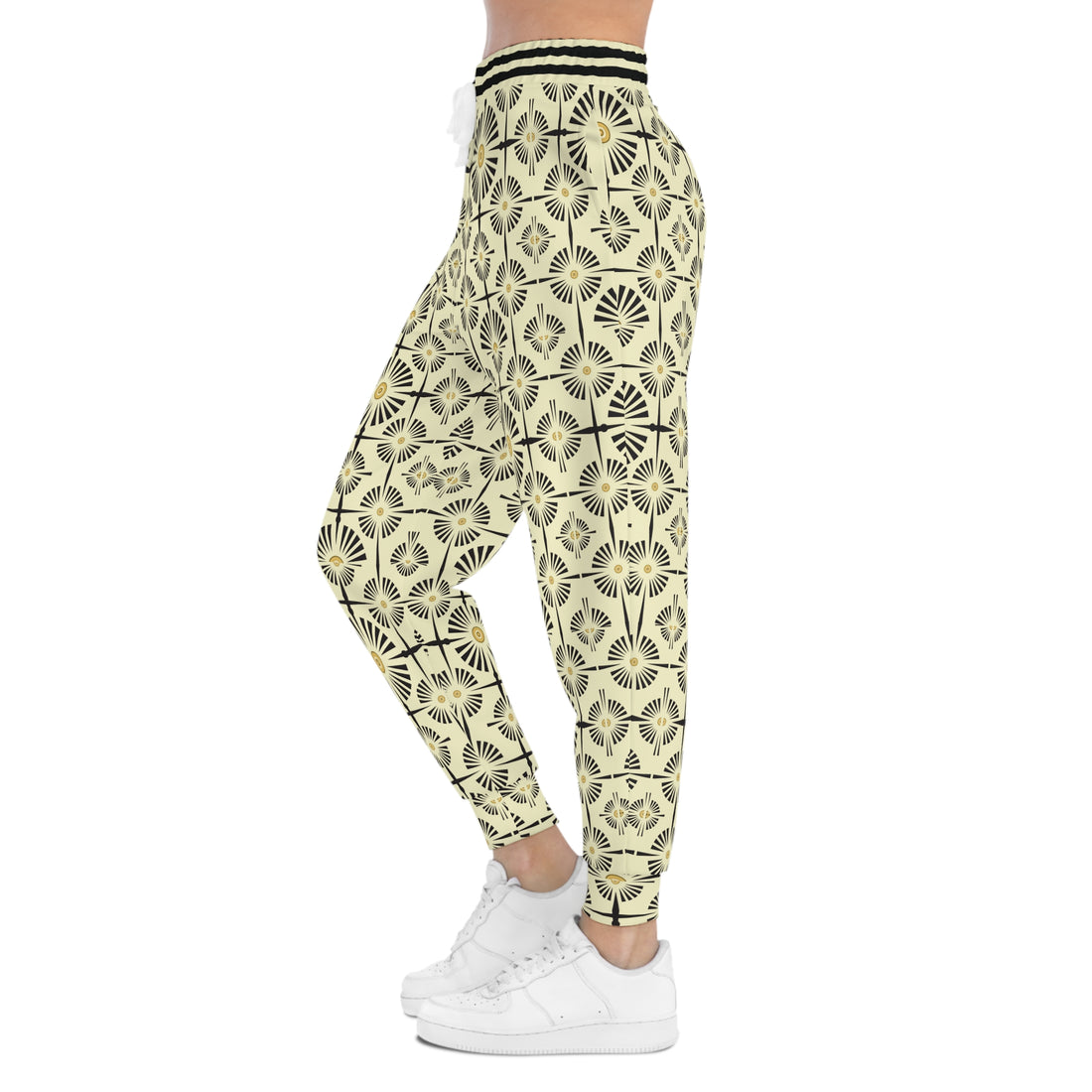 Cream Wheels & Spokes Print Unisex Joggers