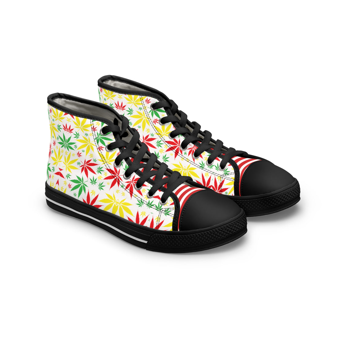 White Tropical Rasta Toned Women's High Top Sneakers