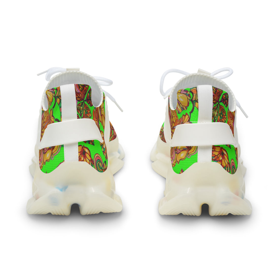 Neon Green Artsy Floral OTT Men's Mesh Knit Sneakers