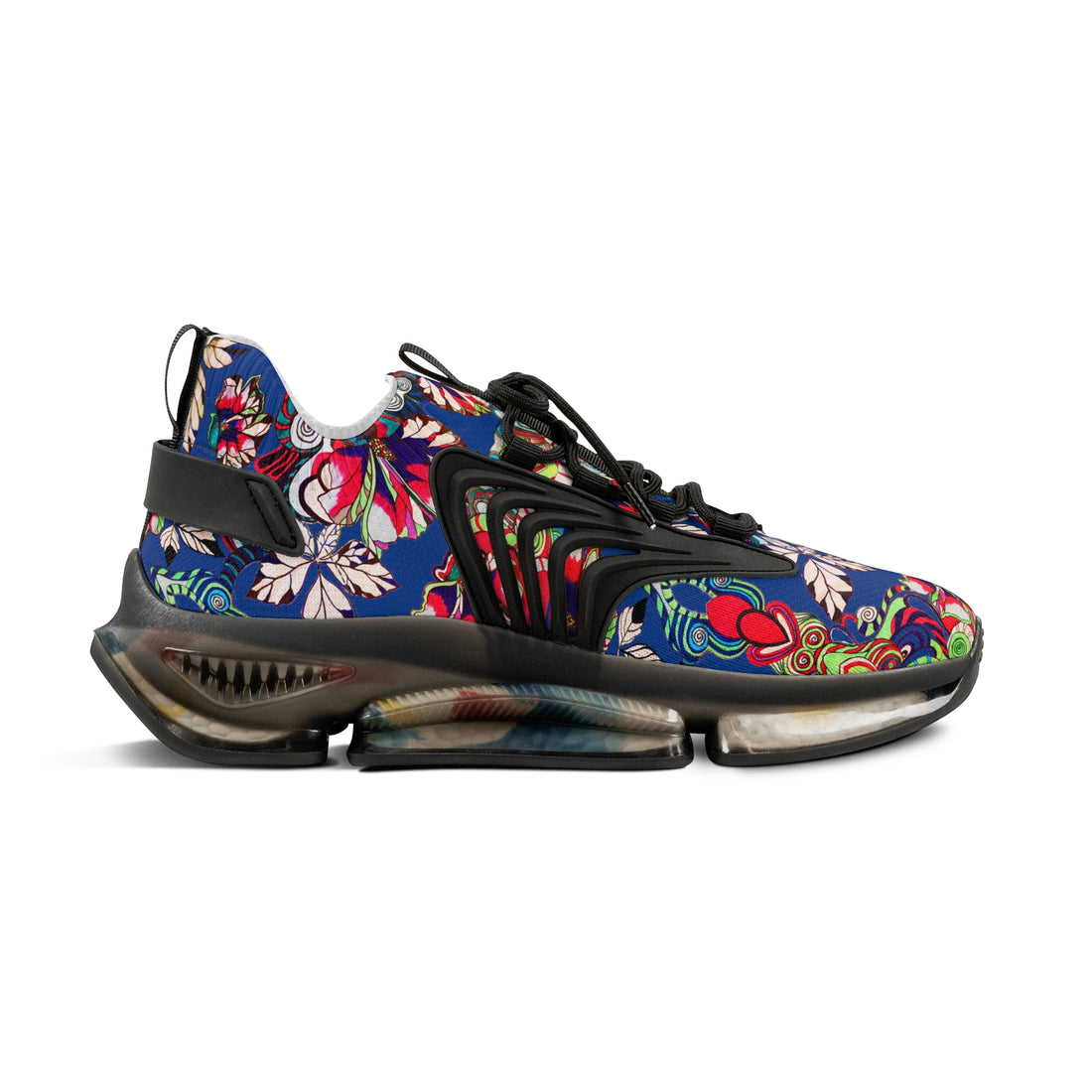 Royal Blue Floral Pop OTT Men's Mesh Knit Sneakers