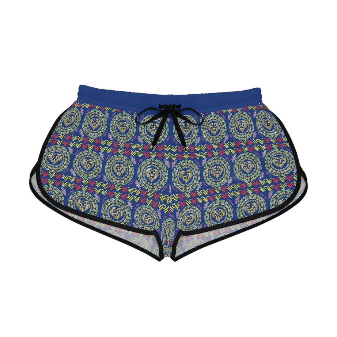 Blue Geo Lion Head Relaxed Gym Shorts