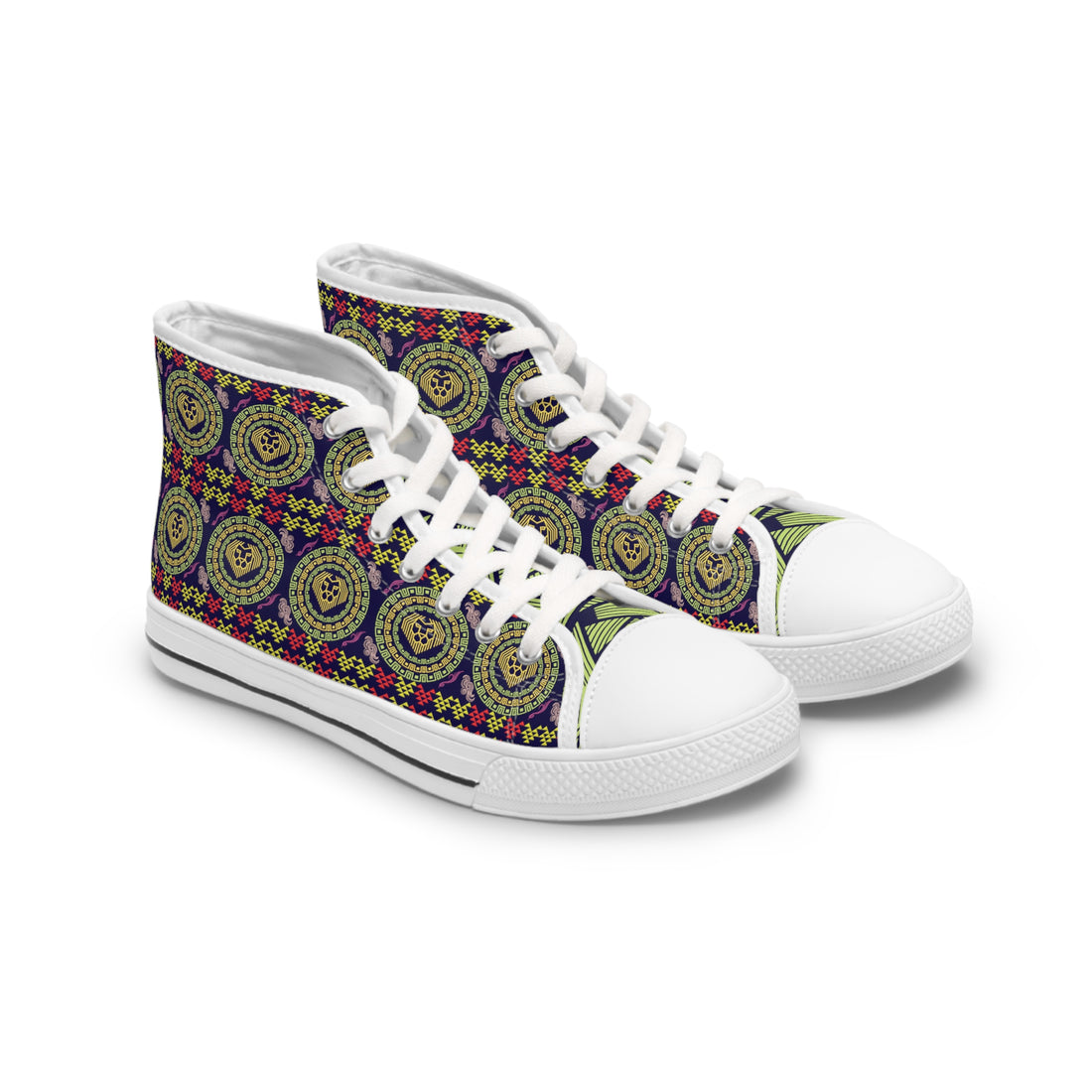 Ink Geo Lion Head Women's High Top Sneakers