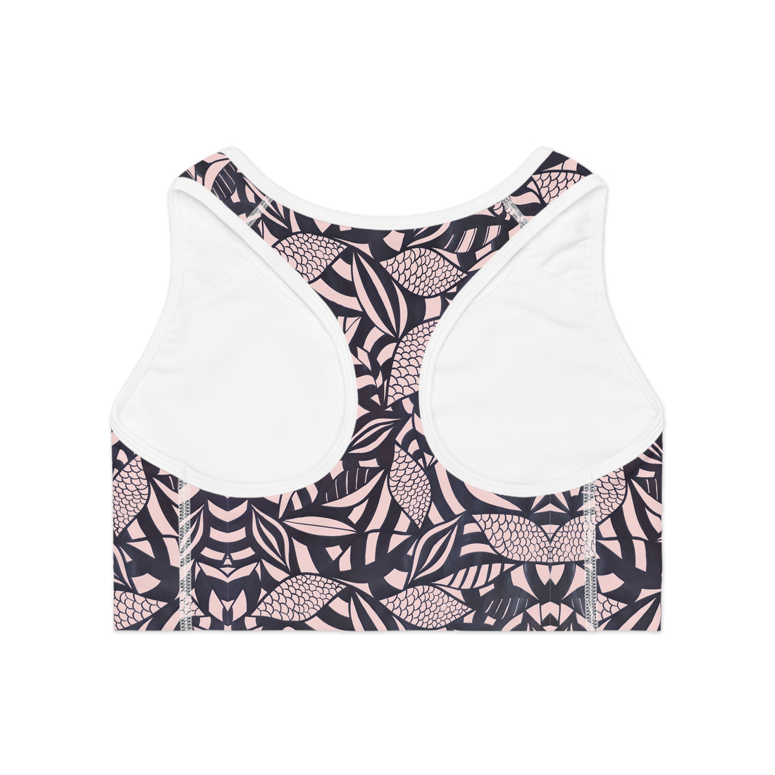 Pale Pink Tropical Minimalist Racerback (AOP) Sports Bra