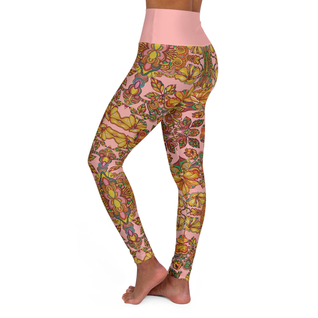 Blush Artsy Floral Yoga Leggings