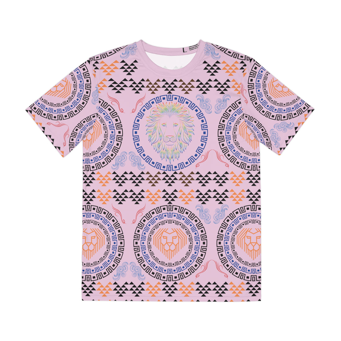 Lilac Geo Lion Head Polyester Tee (AOP)