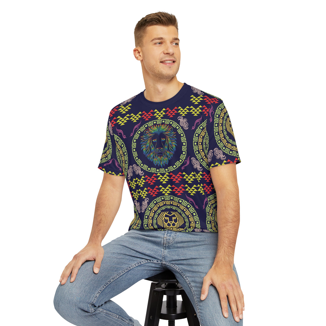 Ink Geo Lion Head Polyester Tee (AOP)