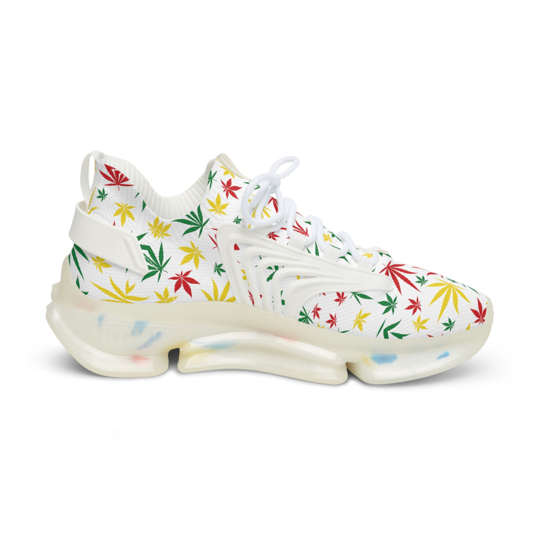 White Tropical Rasta Toned Men's Mesh Knit Sneakers