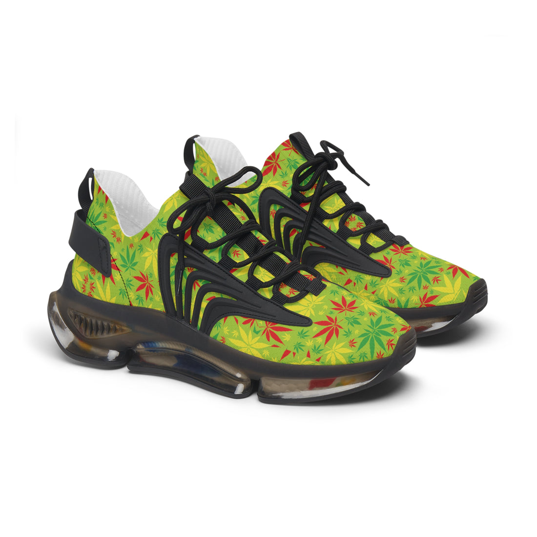 Green Tropical Rasta Toned Women's Mesh Knit Sneakers