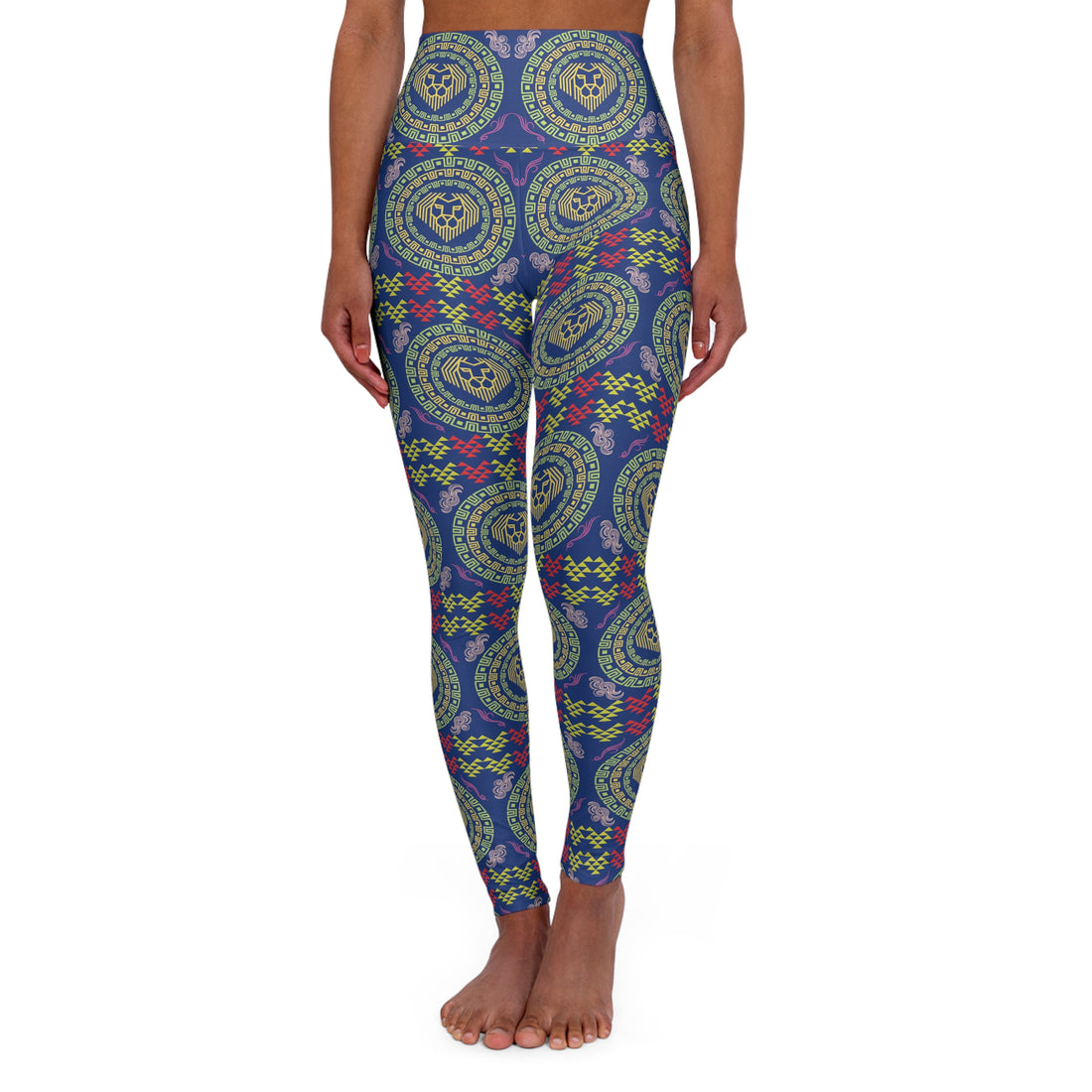 Royal Blue Lion Head Yoga Leggings