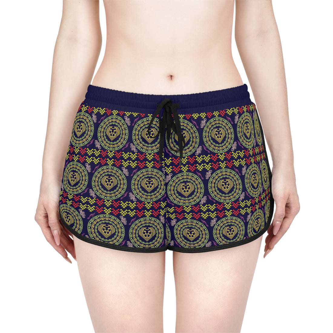 Ink Geo Lion Head Relaxed Gym Shorts