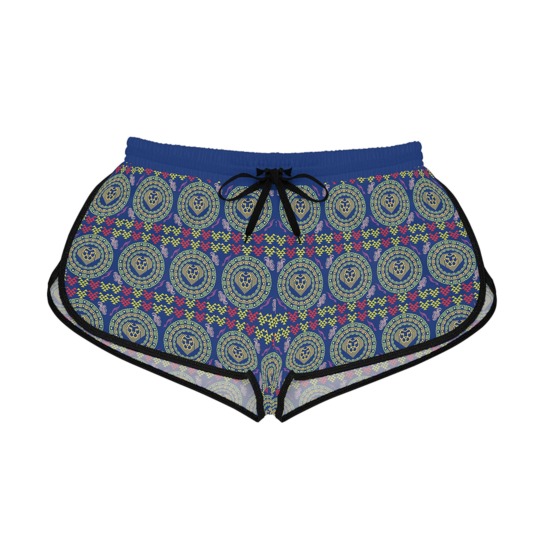 Blue Geo Lion Head Relaxed Gym Shorts