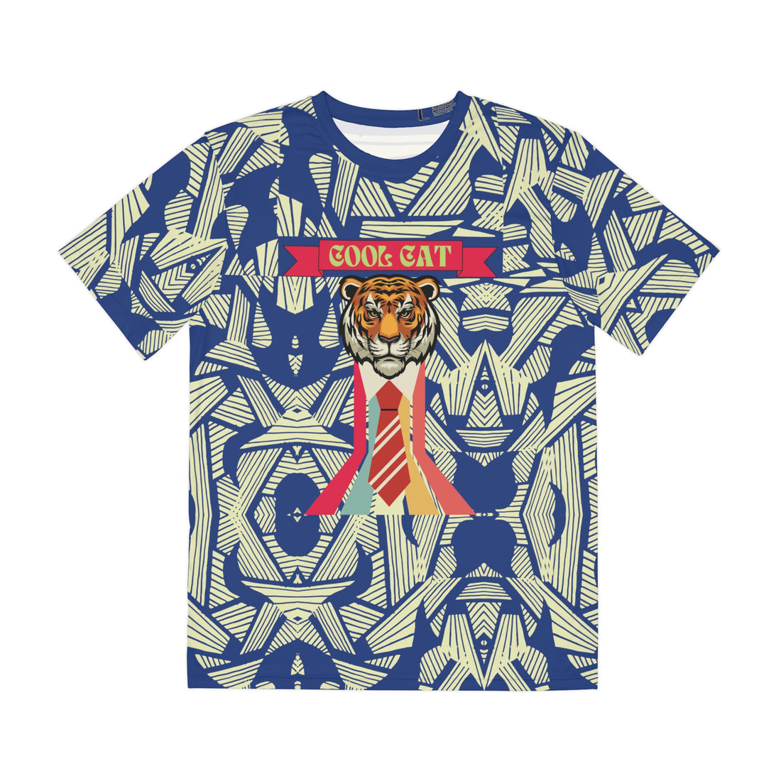 Blue Cool Cat Men's Polyester Tee (AOP)