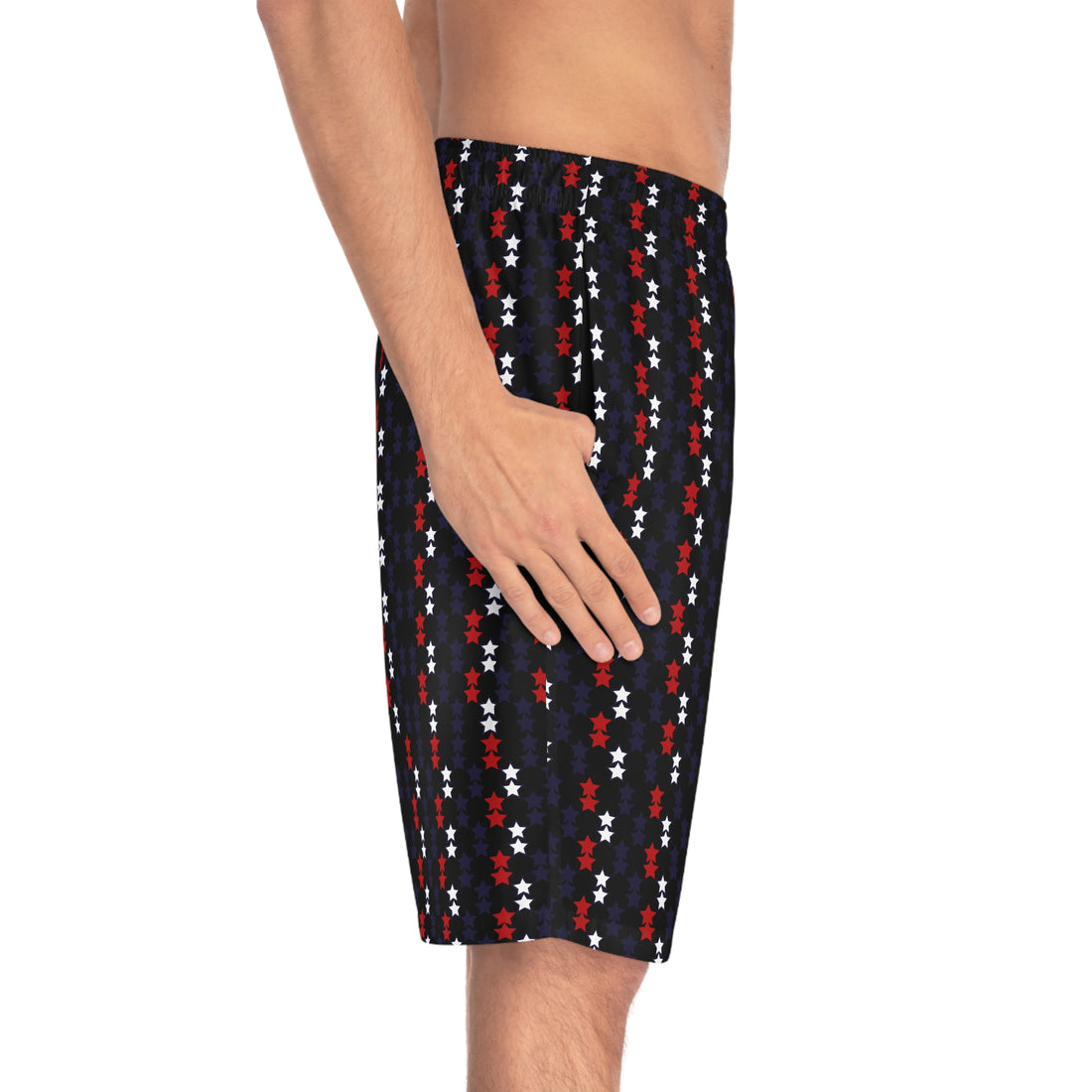 Black Star Print Men's Board Shorts (AOP)