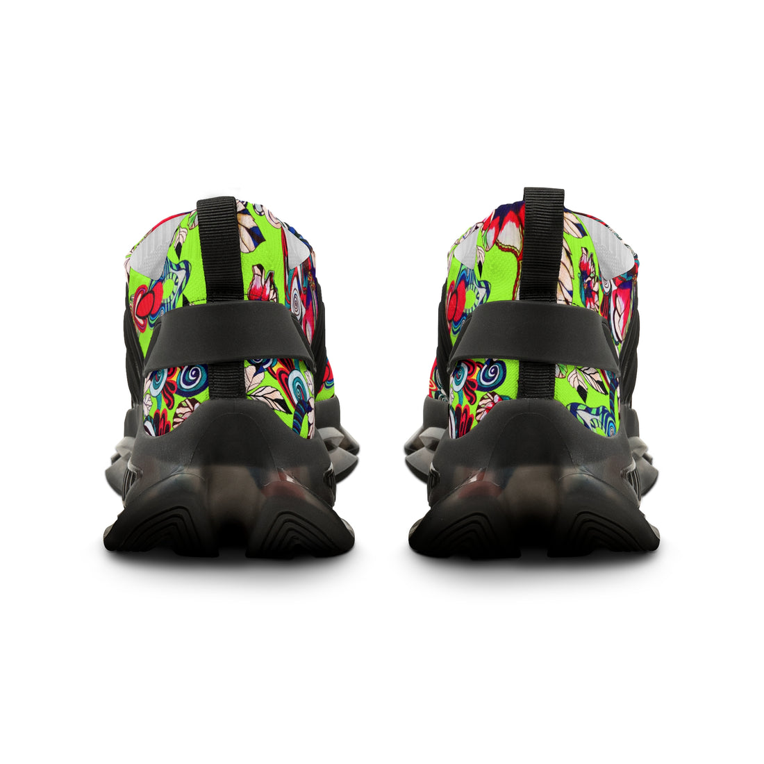 Lime Green Floral Pop OTT Men's Mesh Knit Sneakers