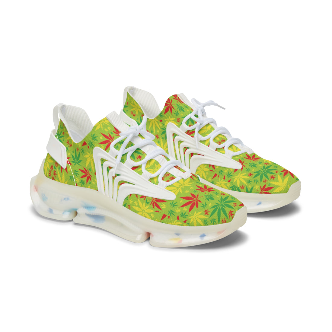 Green Tropical Rasta Toned Women's Mesh Knit Sneakers
