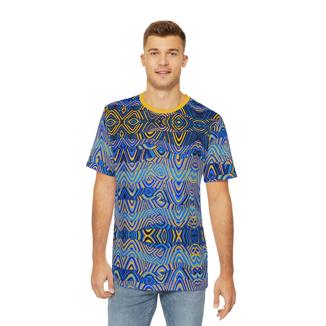 Yellow Sonic Men's Polyester Tee (AOP)