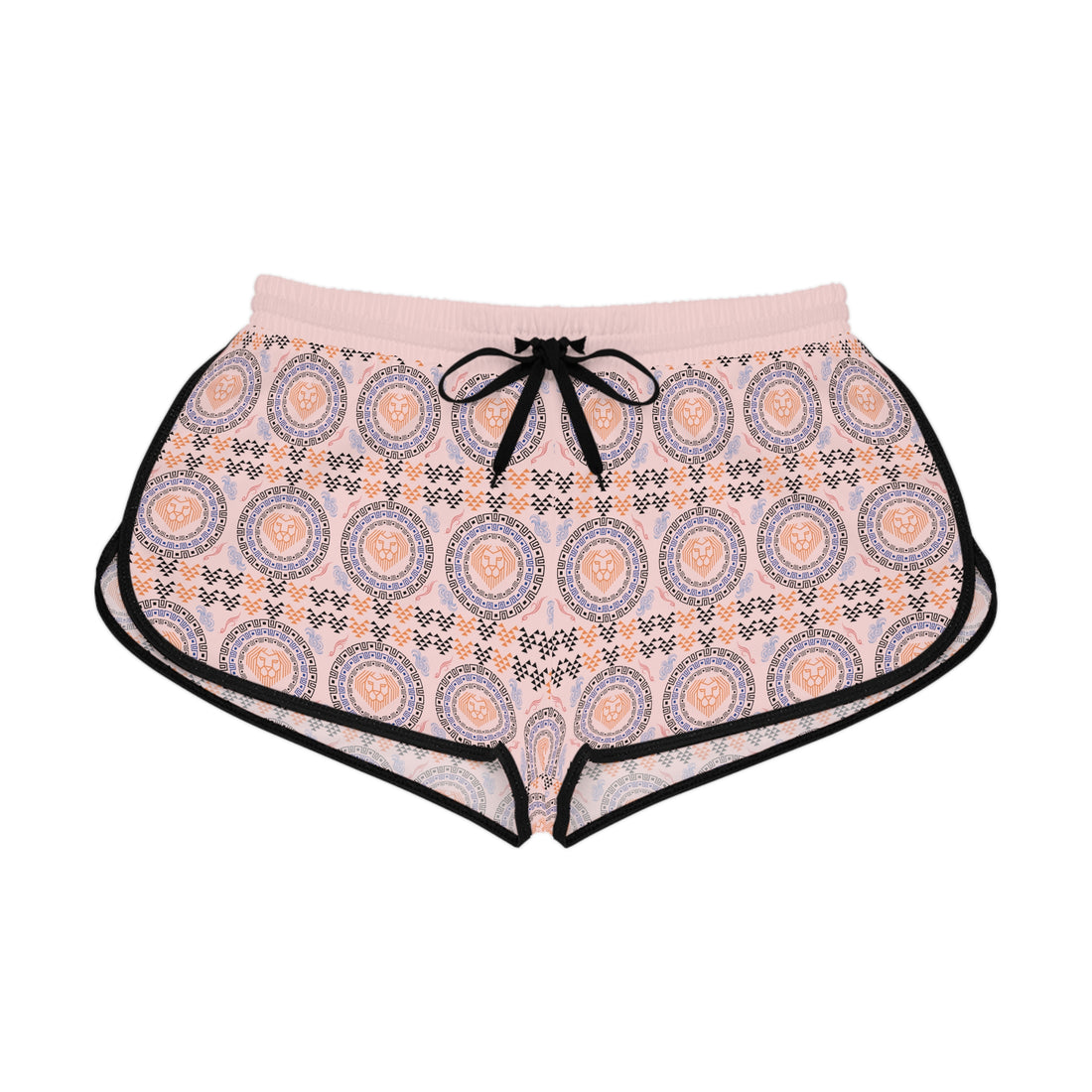Pale Pink Geo Lion Head Relaxed Gym Shorts
