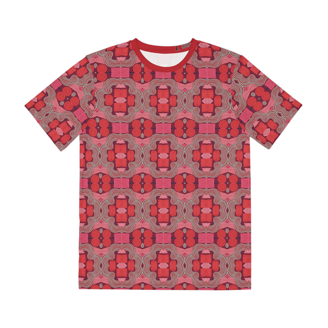 Red Geometric Print Men's Polyester Tee (AOP)