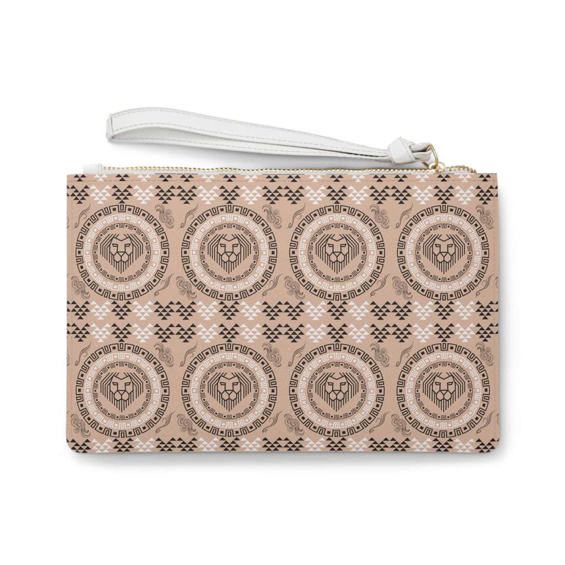 Nude Geo Lion Head Clutch Bag