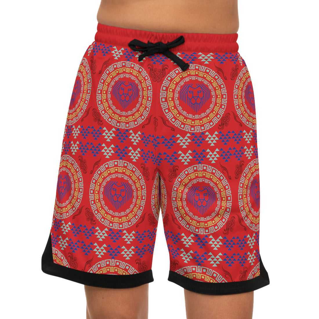 Red Lion Head Basketball Rib Shorts (AOP)