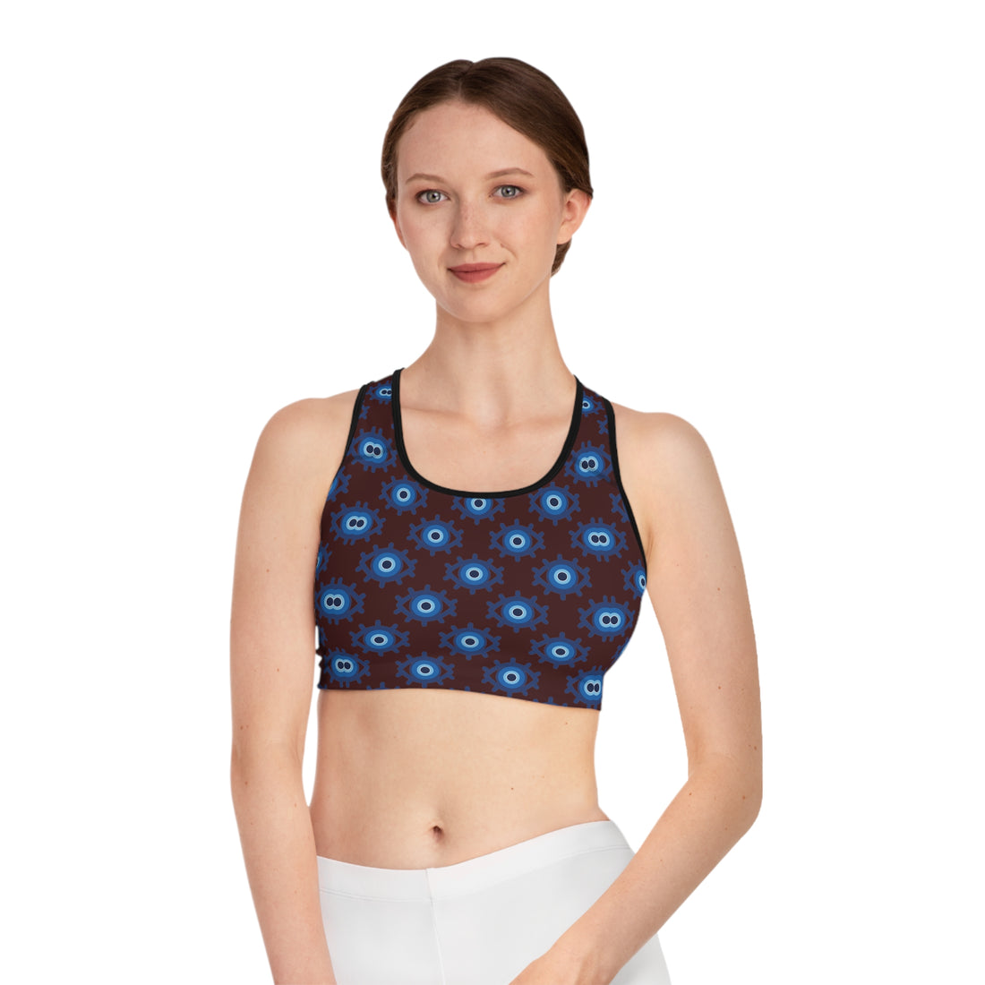 Marsala Evil Eye (AOP) Sports Bra