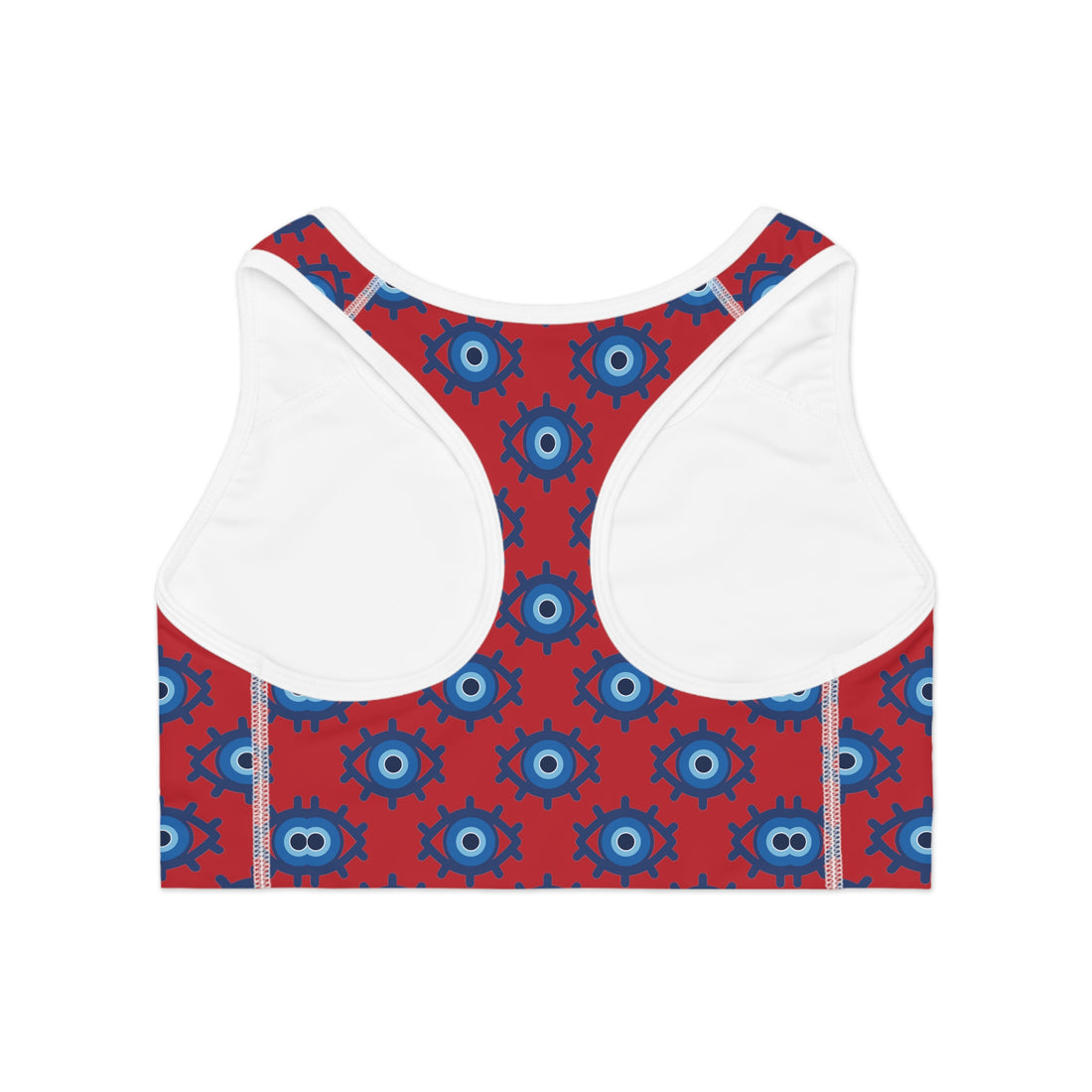 Deep Red Evil Eye (AOP) Sports Bra