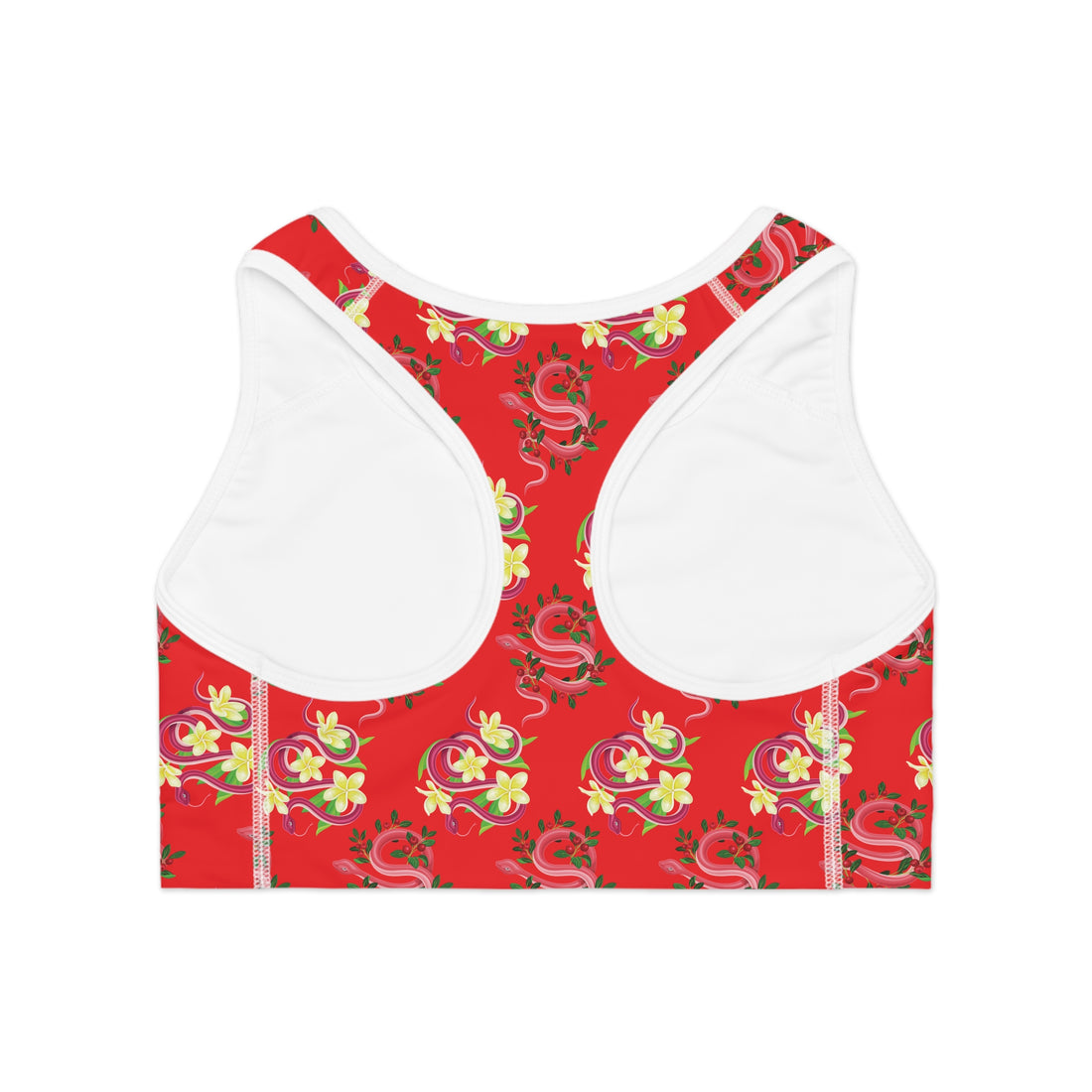 Red Snake Print (AOP) Racerback Sports Bra