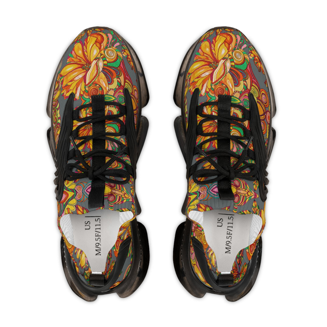 ash grey men's floral print mesh knit sneakers