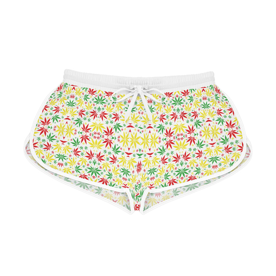 White Tropical Rasta Toned Relaxed Gym Shorts