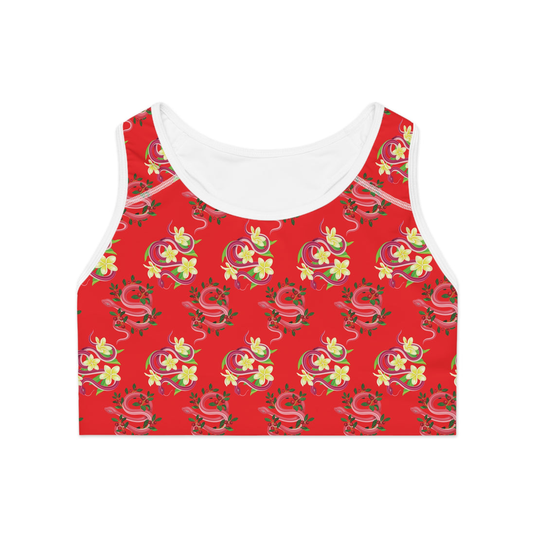 Red Snake Print (AOP) Racerback Sports Bra