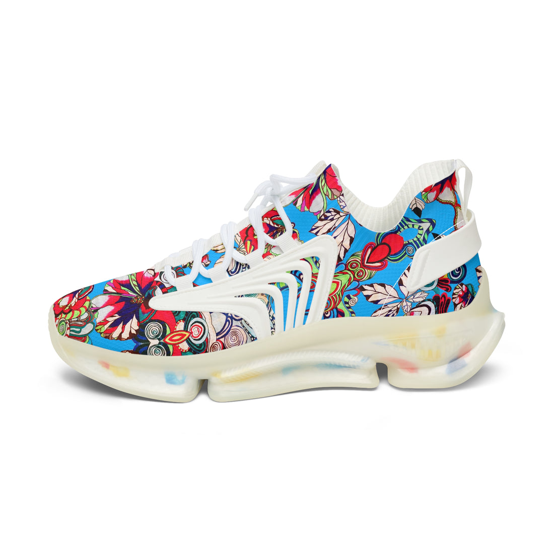 Aqua Floral Pop OTT Women's Mesh Knit Sneakers