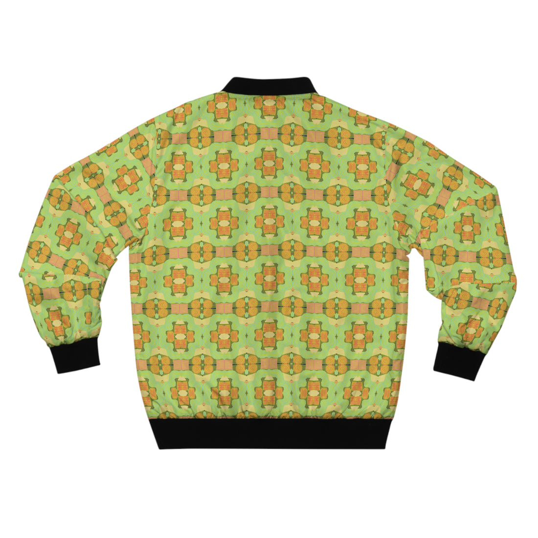Lime Geometric Print Men's Bomber Jacket