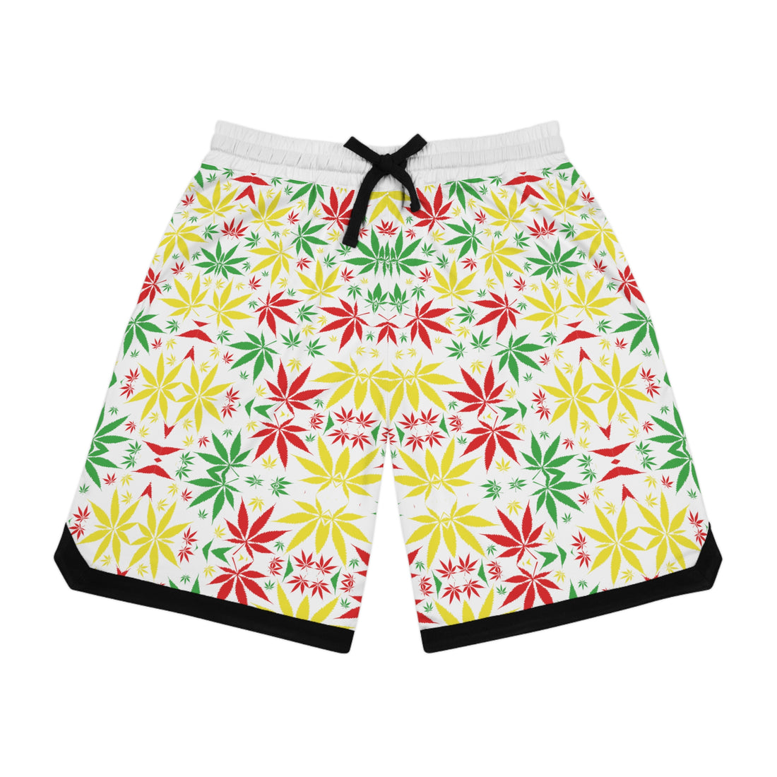 White Rasta Toned  Basketball Rib Shorts (AOP)