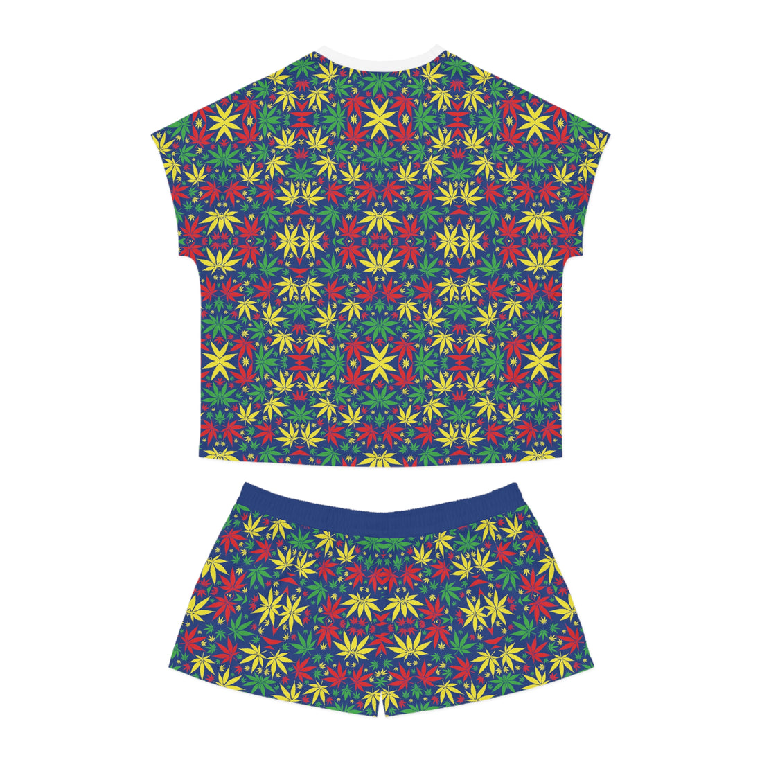 Blue Tropical Rasta Toned Short Pajama Set (AOP)