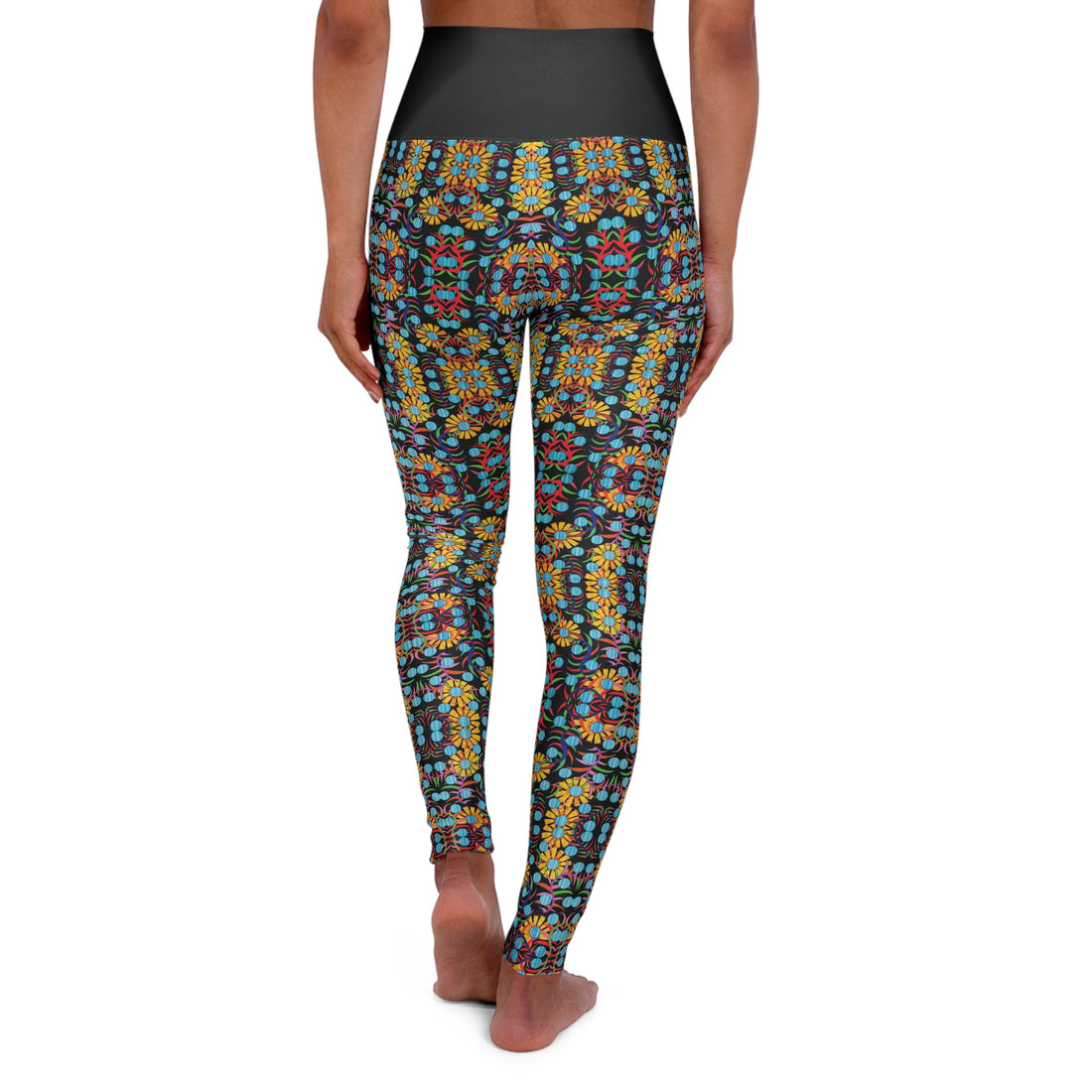 Black Sunflower Yoga Leggings