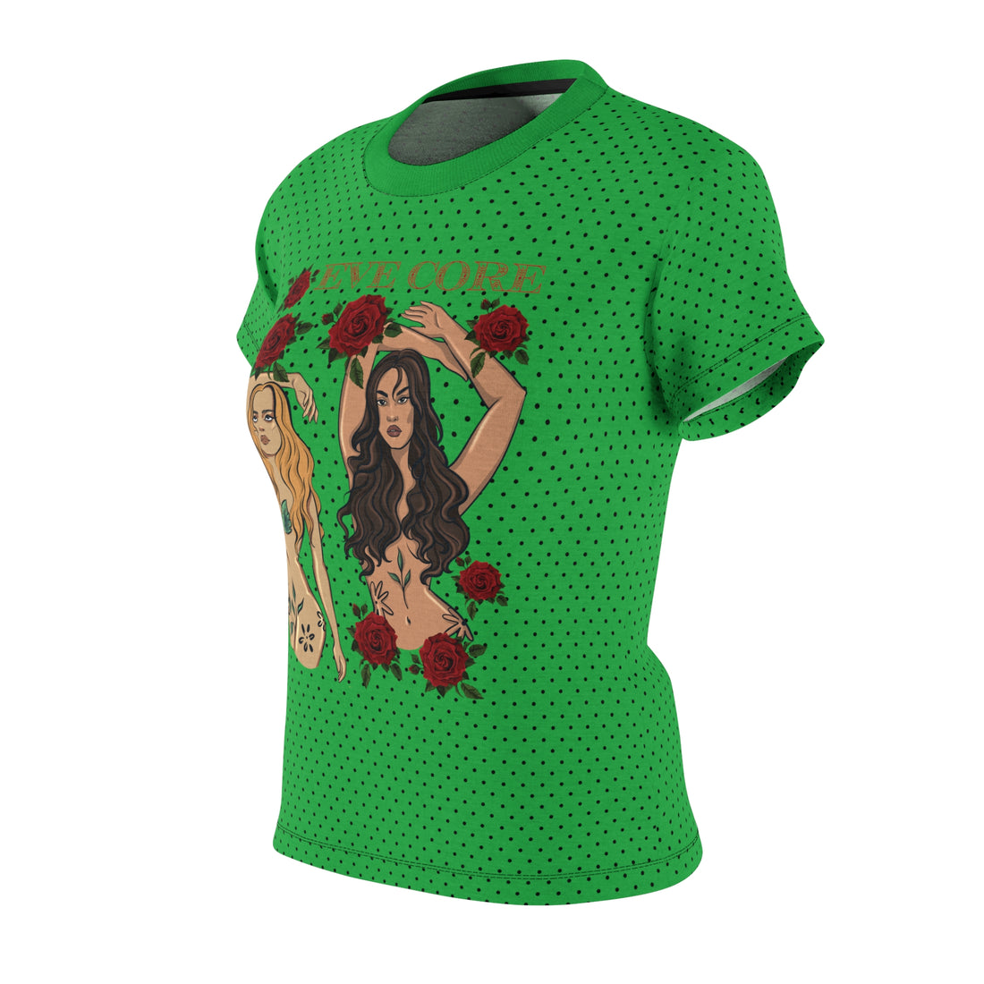 Lawn Green Eve Core AOP Women's Cap Sleeves T-shirt