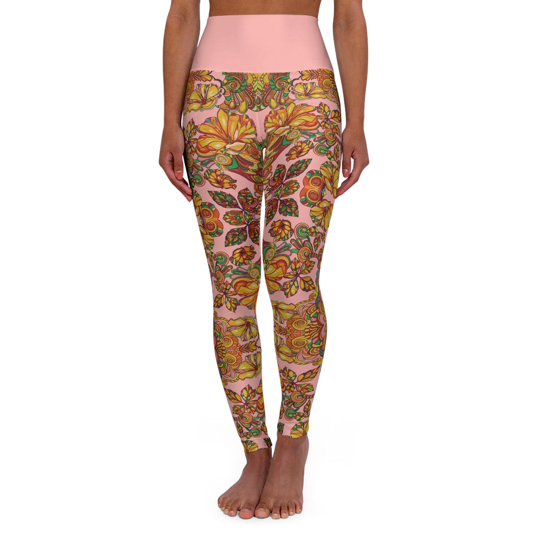 Blush Artsy Floral Yoga Leggings