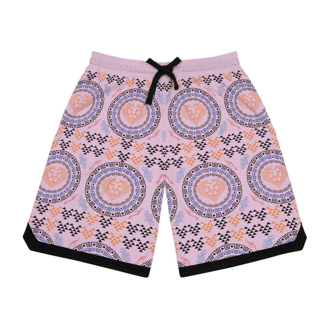 Lilac Lion Head Basketball Rib Shorts (AOP)