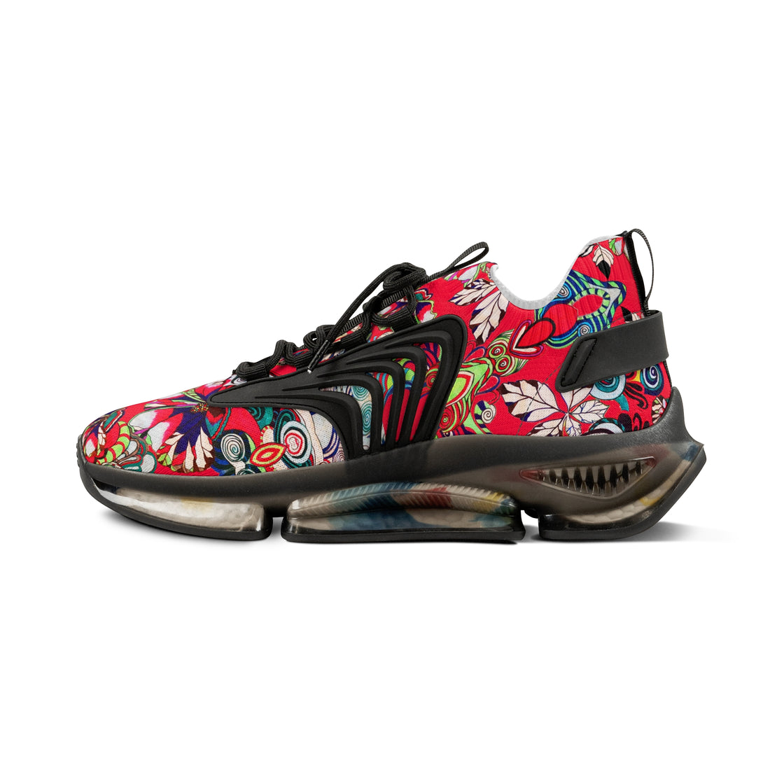 Red Floral Pop OTT Men's Mesh Knit Sneakers